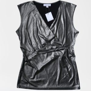 Calvin Klein Metallic Top Sleeveless Party Shirt Blouse New